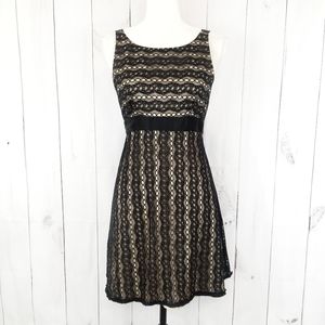 Milly New York Nude Black Lace Overlay Dress